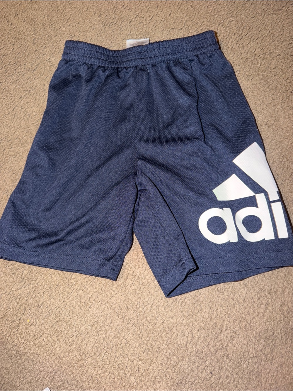 adidas Men's Navy Athletic Shorts with Large White Logo